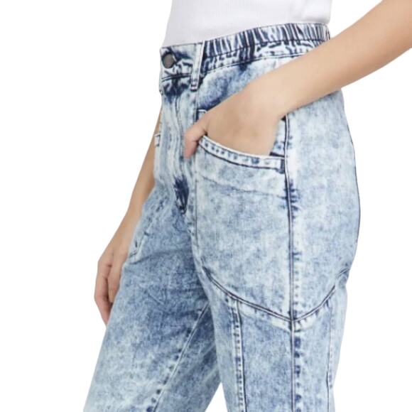 RETROFÊTE Myla Acid Wash Cropped acid-wash high-rise tapered jeans size 28 - Picture 15 of 15